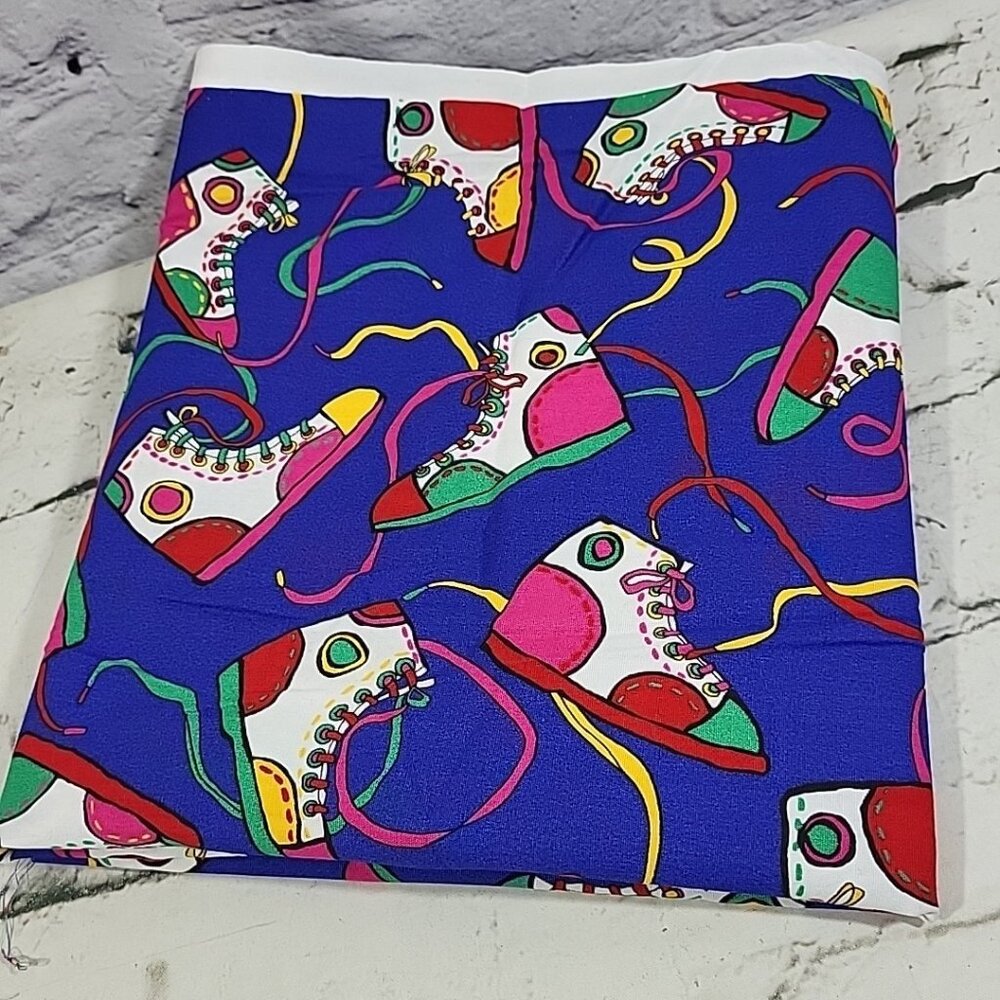 Vintage 80s Cranston Fabric Tennis Shoes Hightop Sneakers‎ Print 44" X 1.5 Yrds